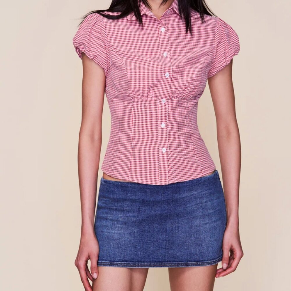 NWT Danielle Guizio Micro Mini Denim Skirt Skort Size Small
